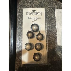 Vintage Button Covers Fashion Accessory Snap on Faux Pearl Makeover Brass